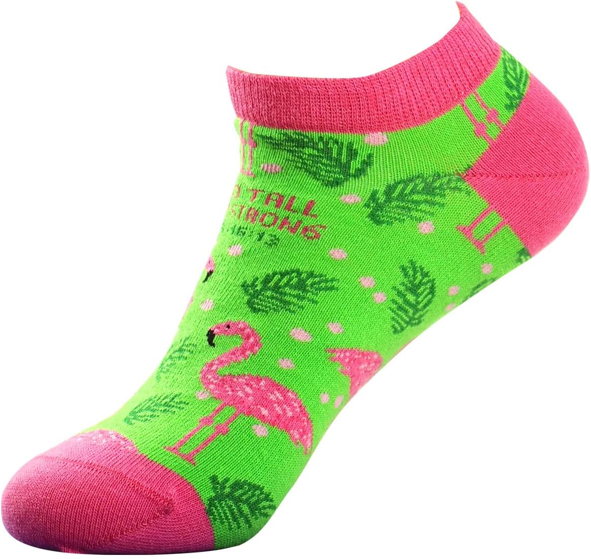Kerusso Adult Ankle Socks - Flamingos - Green - One Size Fits Most, Green, One Size