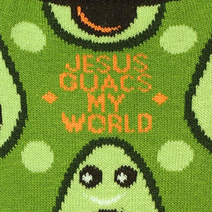 Kerusso Adult Ankle Socks - Jesus Guacs My World - Green - One Size Fits Most, Green, One Size