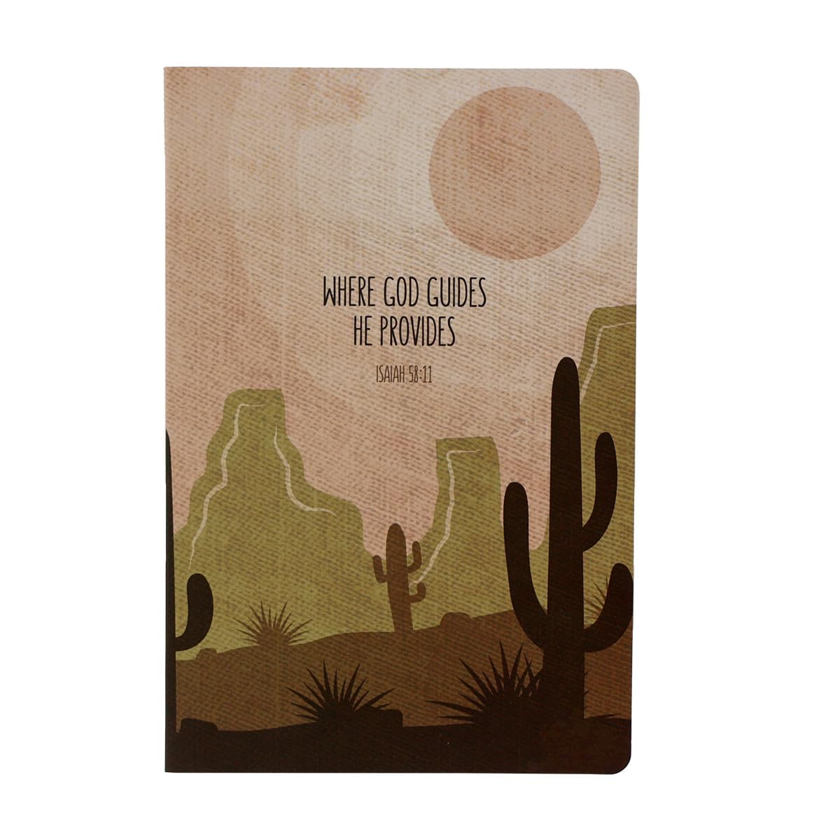 Kerusso Where God Guides He Provides Isaiah 58:11, Pink/Brown 8 x 5.5 Inches Paper/Hardboard Women's Notebook Journal