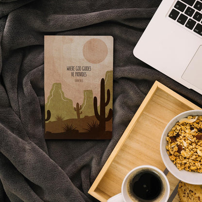 Kerusso Where God Guides He Provides Isaiah 58:11, Pink/Brown 8 x 5.5 Inches Paper/Hardboard Women's Notebook Journal