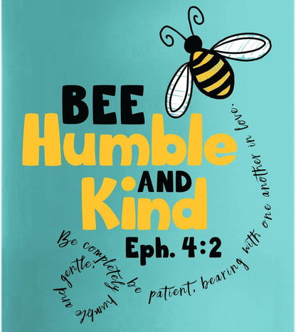 Kerusso Bee Humble and Kind Eph. 4:2, Teal 12 Ounce Stainless Steel Travel Sports Drink Bottle Tumbler With Built In Straw
