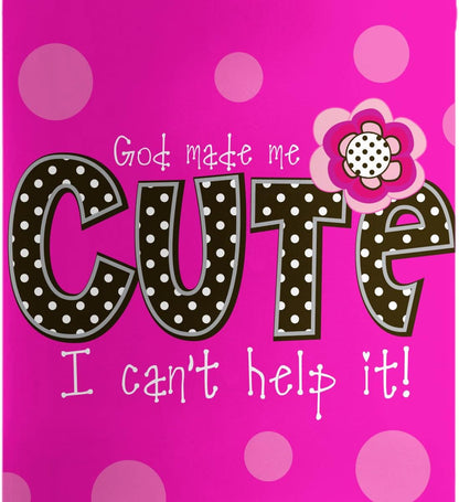 Kerusso God Made Me Cute, Pink 12 Ounce Stainless Steel Travel Sports Tumbler With Built In Straw