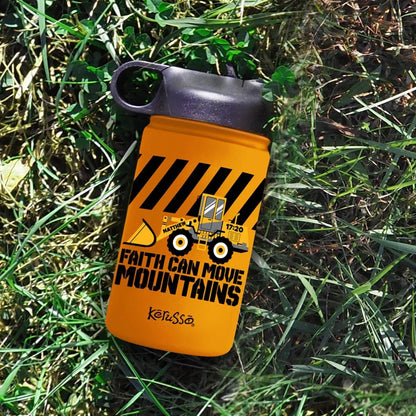 Kerusso Faith Can Move Mountains Matthew 17:20, Orange 12 Ounce Stainless Steel Travel Sports Tumbler With Built In Straw