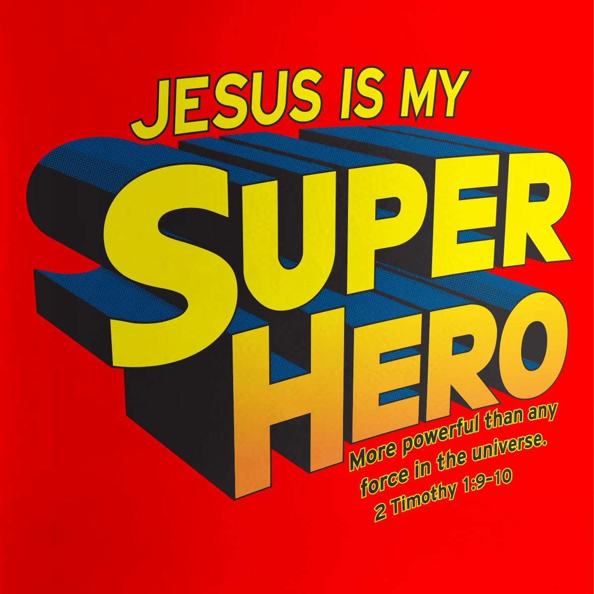 Kerusso Jesus Is My Super Hero 2 Timothy 1:9-10, Red 12 Ounce Stainless Steel Travel Sports Tumbler With Built In Straw