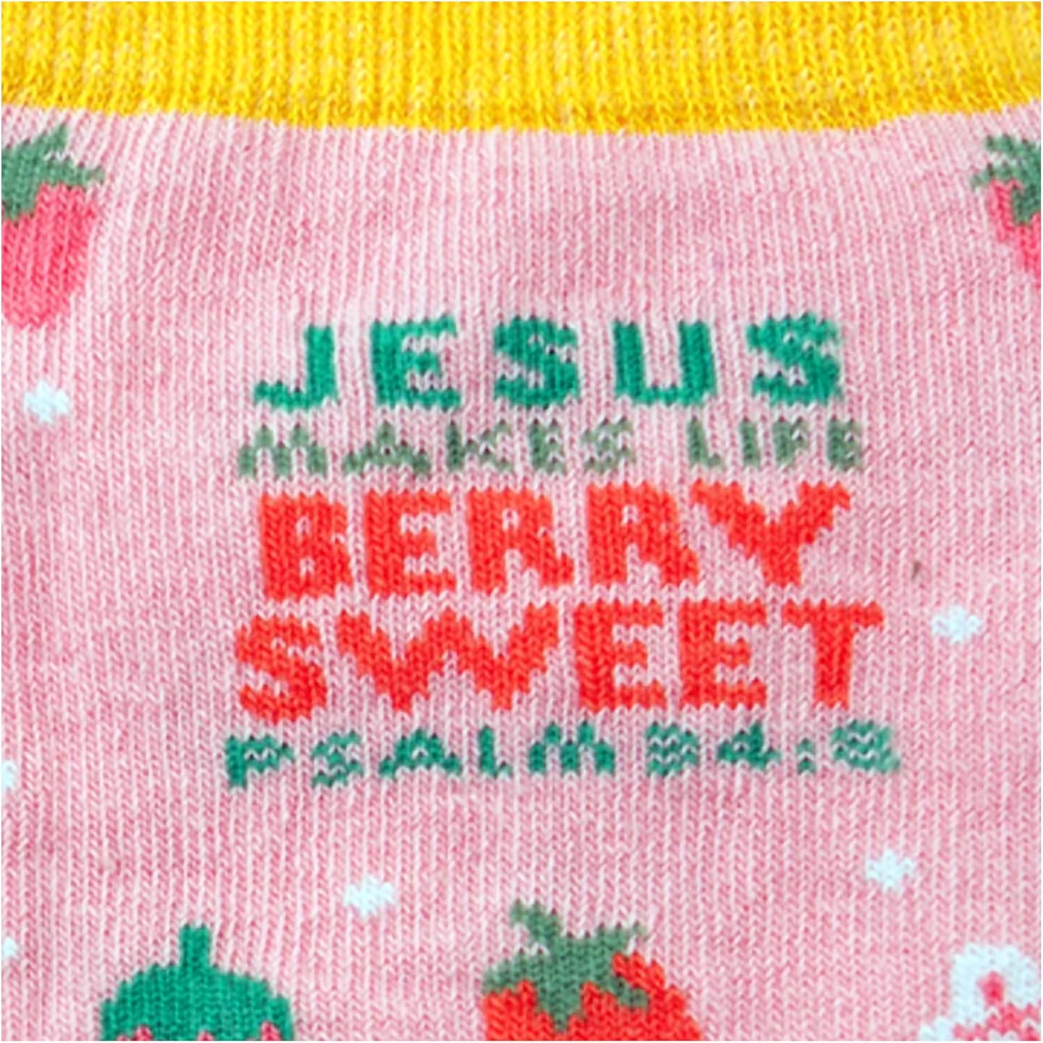 Kerusso Jesus Makes Life Sweet, Psalm 34:8 Multicolor One Size Fits Most Cotton Blend Everyday No-Show Socks, Multicolor, One size