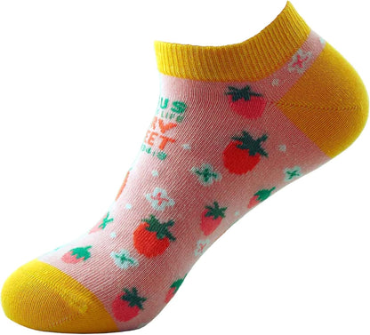 Kerusso Jesus Makes Life Sweet, Psalm 34:8 Multicolor One Size Fits Most Cotton Blend Everyday No-Show Socks, Multicolor, One size