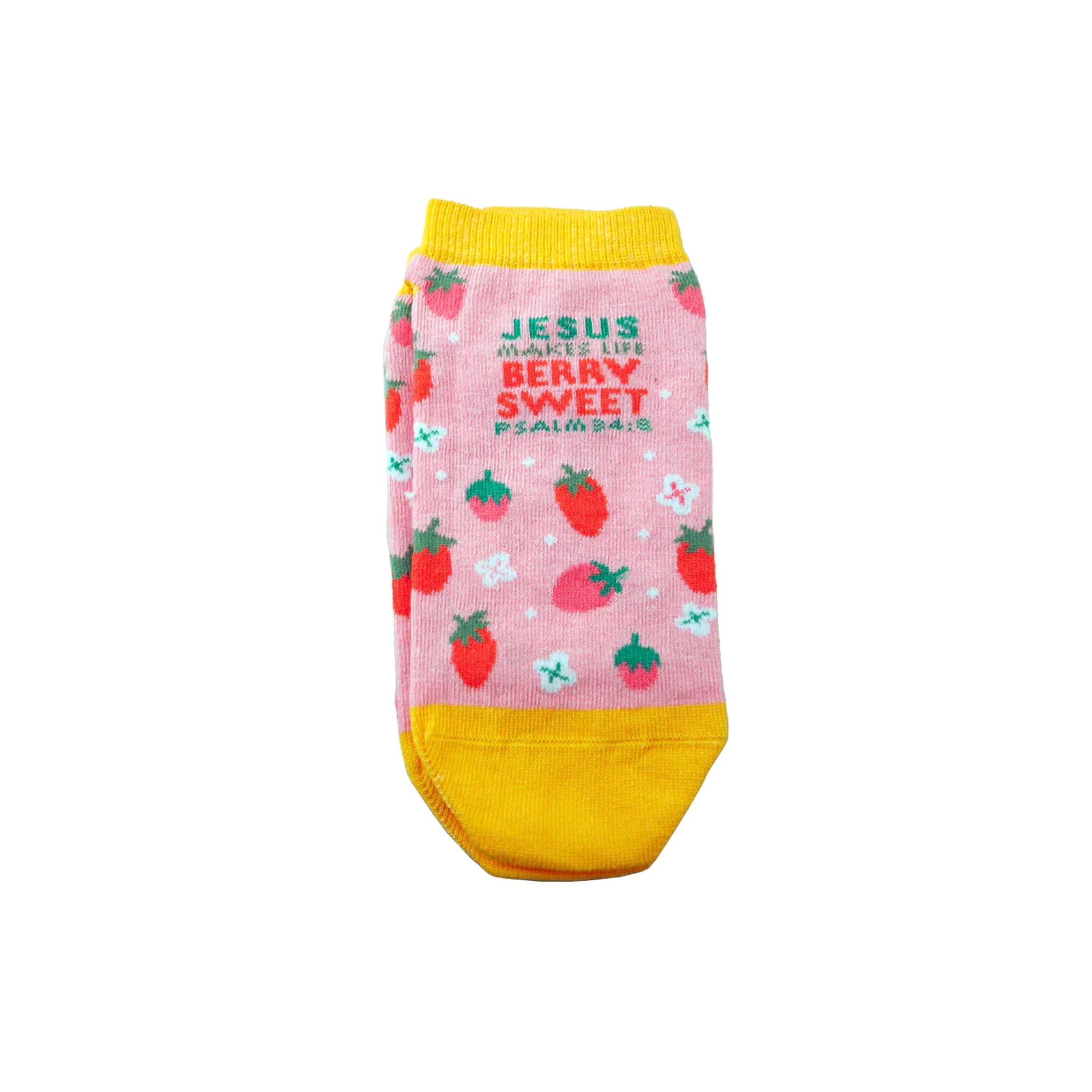 Kerusso Jesus Makes Life Sweet, Psalm 34:8 Multicolor One Size Fits Most Cotton Blend Everyday No-Show Socks, Multicolor, One size