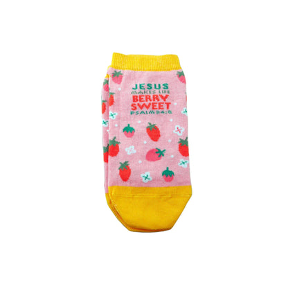 Kerusso Jesus Makes Life Sweet, Psalm 34:8 Multicolor One Size Fits Most Cotton Blend Everyday No-Show Socks, Multicolor, One size