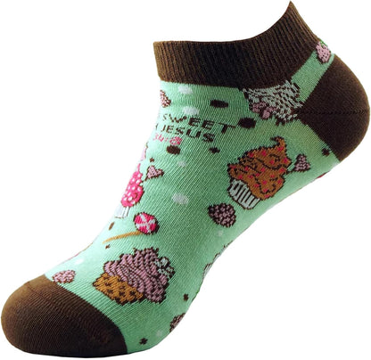 Kerusso Life Is Sweet With Jesus, Psalm 34:8 Multicolor One Size Fits Most Cotton Blend Everyday No-Show Socks, Multicolor, One size