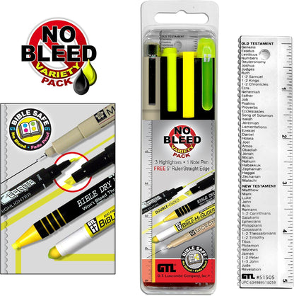 Accu-Gel, Zebrite, Pigma Micron & Bible Dry - No Bleed Variety Highlighting and Underlining Pack (Set of 5