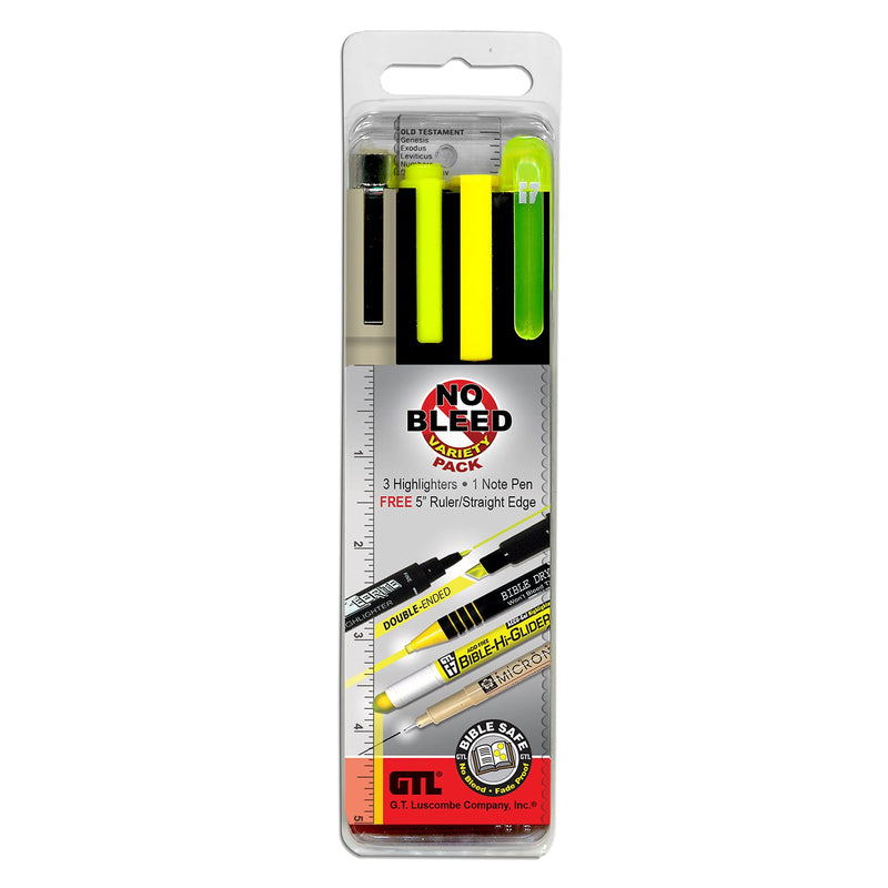 Accu-Gel, Zebrite, Pigma Micron & Bible Dry - No Bleed Variety Highlighting and Underlining Pack (Set of 5