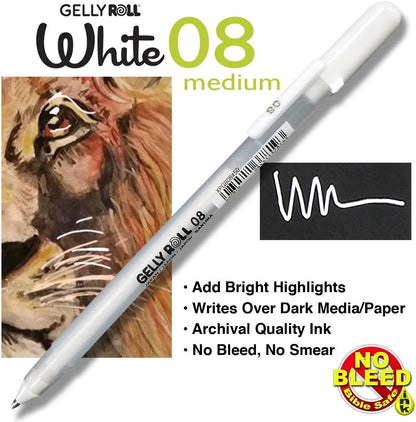 GTL Pigma Micron Favorites Black Pens 5 Piece Bible Study Set - Ultra Fine to Medium Point plus White Gelly Roll Pen and Bookmark