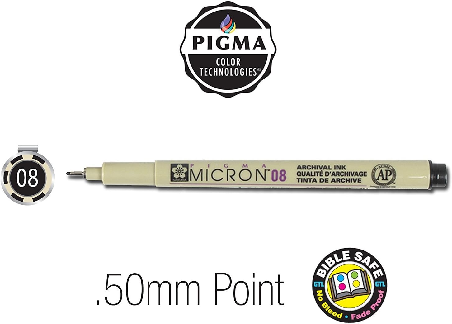 GTL Pigma Micron Favorites Black Pens 5 Piece Bible Study Set - Ultra Fine to Medium Point plus White Gelly Roll Pen and Bookmark