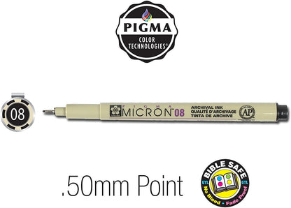 GTL Pigma Micron Favorites Black Pens 5 Piece Bible Study Set - Ultra Fine to Medium Point plus White Gelly Roll Pen and Bookmark