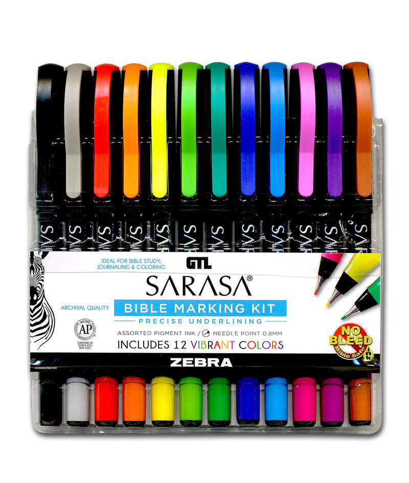Zebra Sarasa Bible Marking Kit (12 Colours)