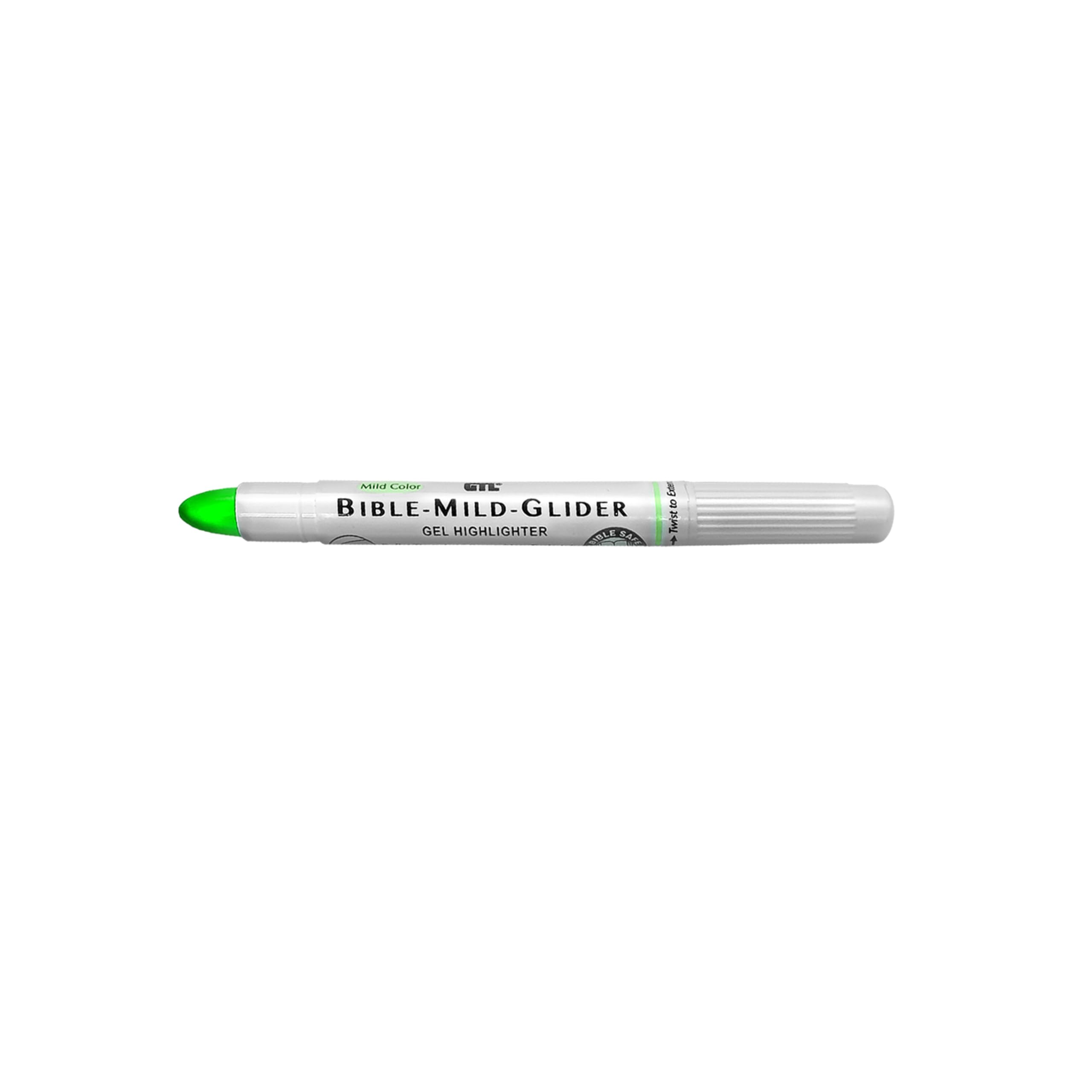 G.T. Luscombe Company, Inc. Bible Mild-Glider Gel Highlighter, Bible Study, No Bleed Solid, No Smearing or Fading, Long Lasting, Translucent Color Dry Marker, Mild Green