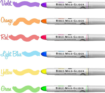 G.T. Luscombe Company, Inc. Bible Mild-Glider Gel Highlighter, Bible Study, No Bleed Solid, No Smearing or Fading, Long Lasting, Translucent Color Dry Marker, Mild Violet