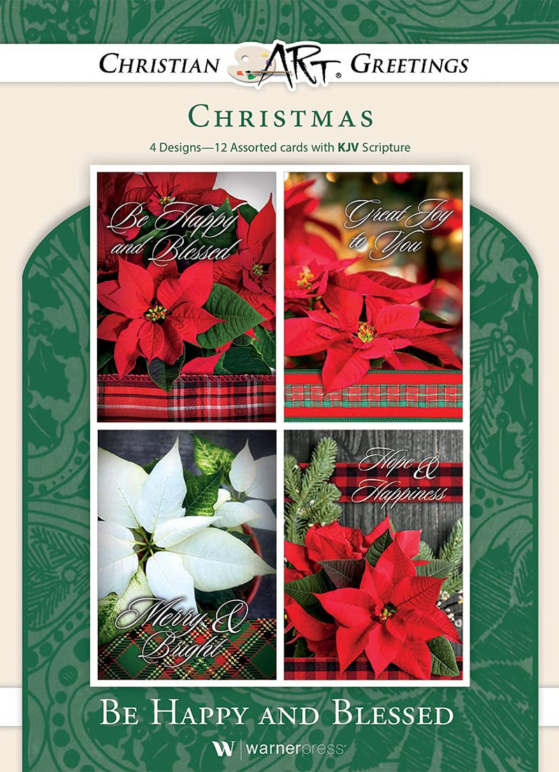 Be Happy and Blessed- Assorted Boxed Greeting Cards - Christmas - KJV Scripture - (Box of 12