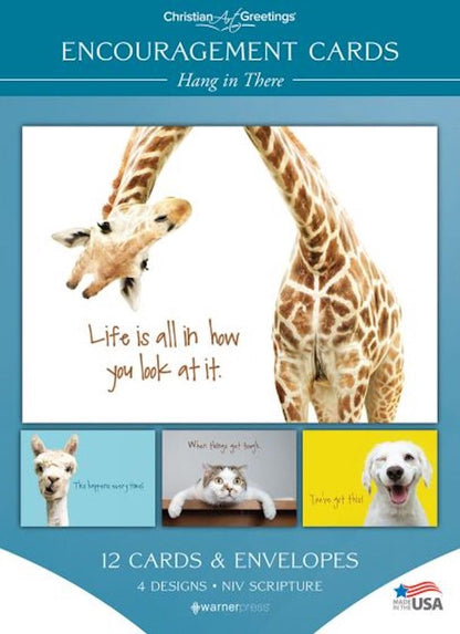 Warner Press G3474 Hang in There Encouragment Assorted Cards with NIV Scripture - Box of 12