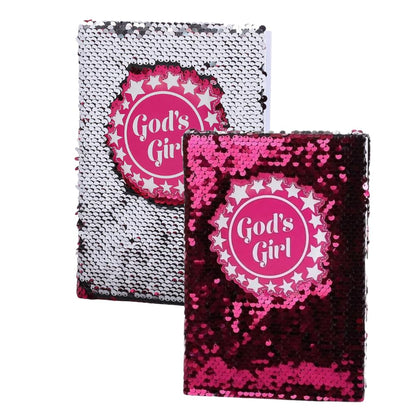 Swanson Christian Products - Reversible Sequin Fabric Cover - Writing Journal - 8.25 x 5.75 Inches - 160 Lined Pages (God's Girl