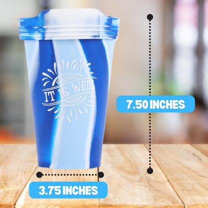 Swanson Christian Products It is Well | Blue | 16 OZ Silicone Tumbler | Dishwasher Safe Reusable Coffee Cups with Lids | Hot or Cold Drinks Portable Travel Mug