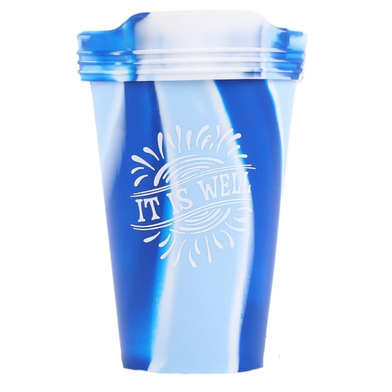 Swanson Christian Products It is Well | Blue | 16 OZ Silicone Tumbler | Dishwasher Safe Reusable Coffee Cups with Lids | Hot or Cold Drinks Portable Travel Mug