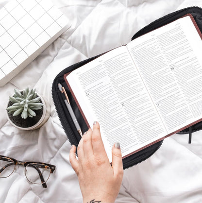Bible Cover Canvas Black/ Sky Blue, Large