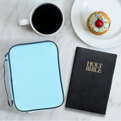 Bible Cover Canvas Black/ Sky Blue, Large