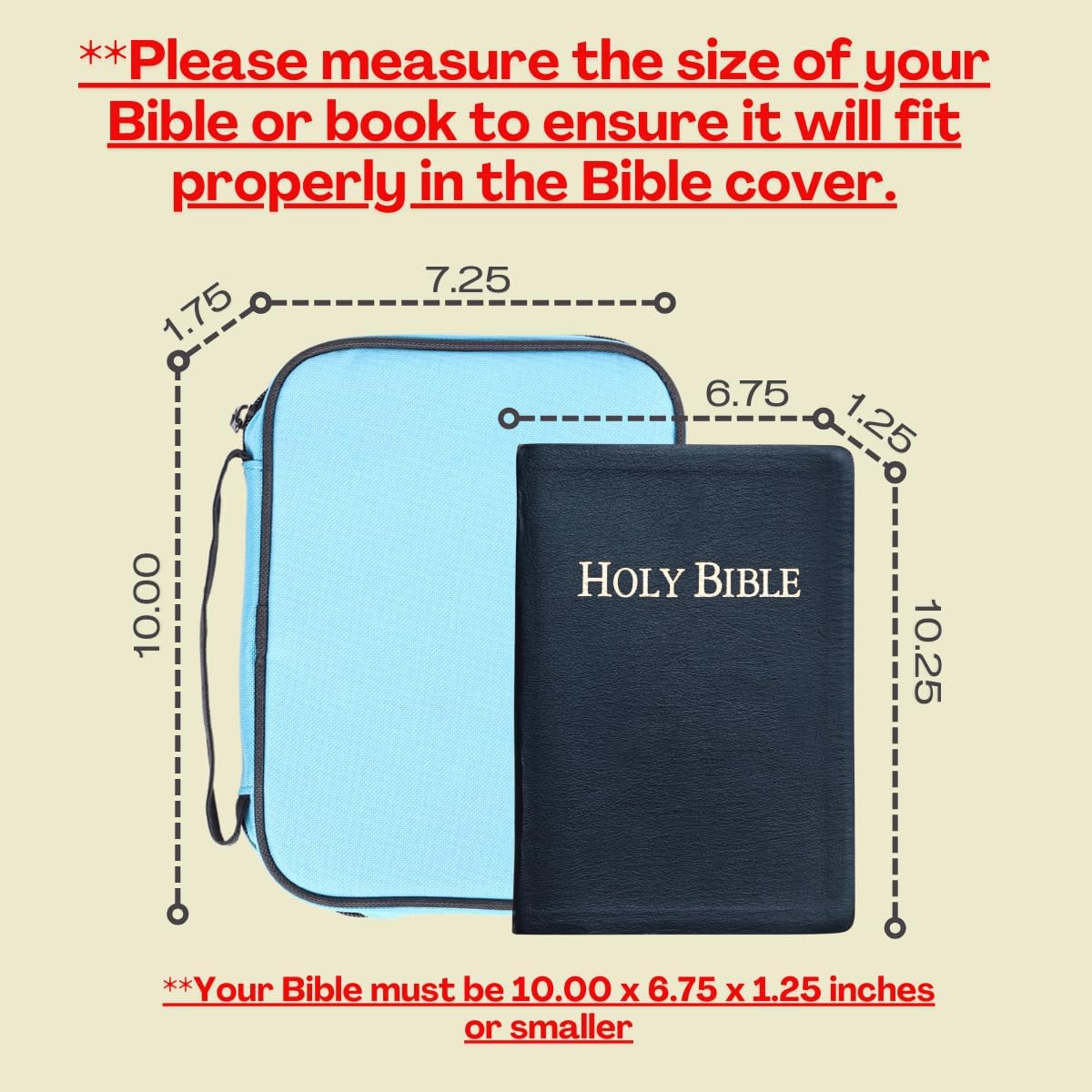 Bible Cover Canvas Black/ Sky Blue, Large