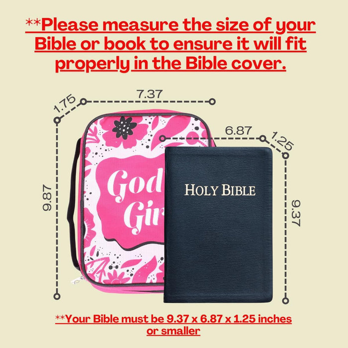 Swanson Christian Products God's Girl | Large | Pink Bible Covers for Girls | Bible Carrying Case | Bible Protective Case| Church Bag Made in Canvas with Handle Zipper Penloop