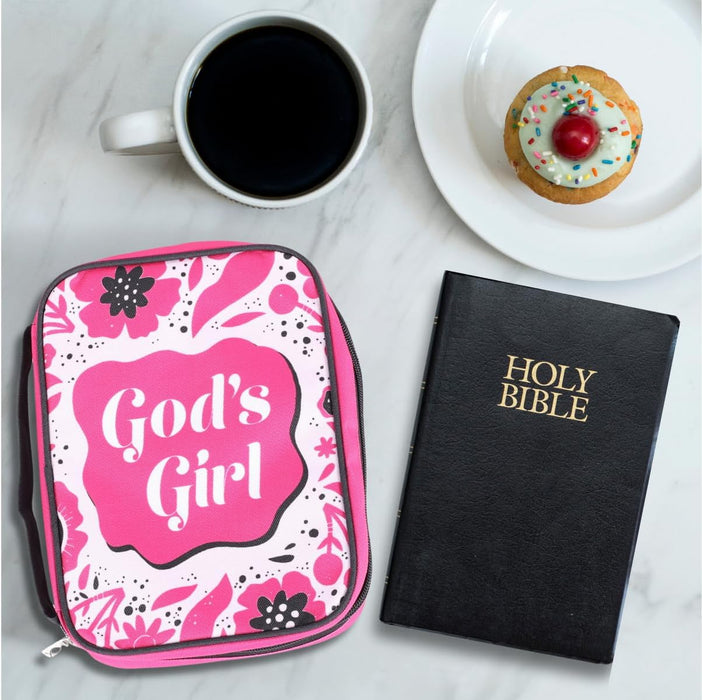 Swanson Christian Products God's Girl | Large | Pink Bible Covers for Girls | Bible Carrying Case | Bible Protective Case| Church Bag Made in Canvas with Handle Zipper Penloop