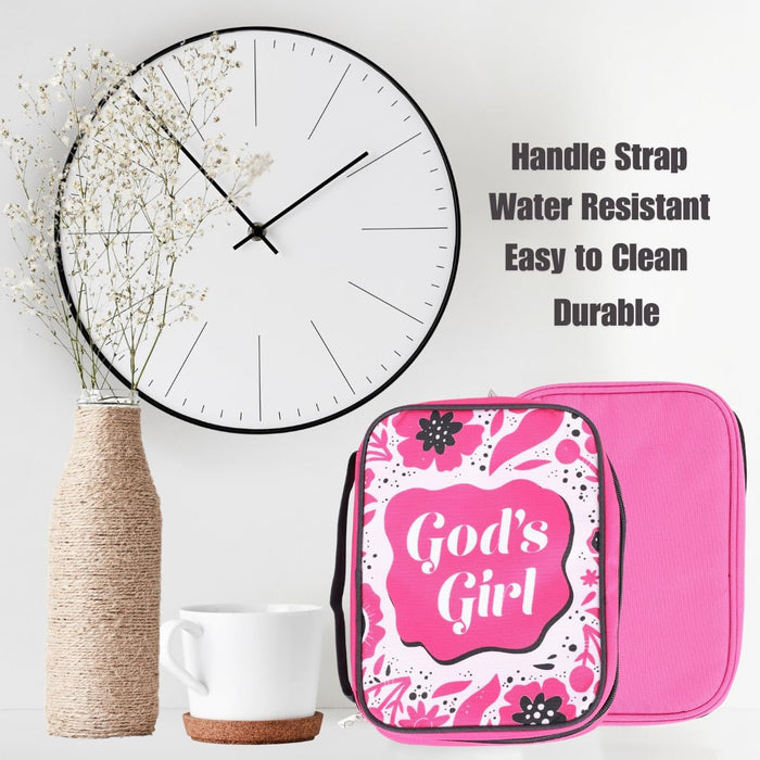 Swanson Christian Products God's Girl | Large | Pink Bible Covers for Girls | Bible Carrying Case | Bible Protective Case| Church Bag Made in Canvas with Handle Zipper Penloop