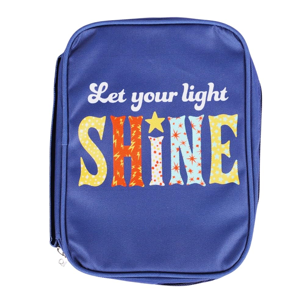 Zippered Book & Bible Cover | Made of The Finest Canvas | Pen Loop | Ribbon Bookmark and Fish Zipper Pull | Size Medium | Screen Print Reads: Let Your Light Shine