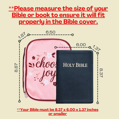 Choose Joy Medium Bible Cover | Bible Holder | Bible Bag| Bible Carrying Case | Bible Protective Case | Made in Canvas with Handle | Zipper, Pen Loop