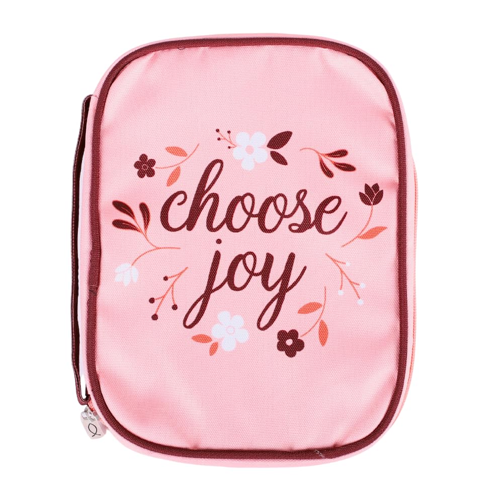 Swanson Christian Products Choose Joy Large Bible Cover | Bible Holder | Bible Bag| Bible Carrying Case | Bible Protective Case | Made in Canvas with Handle | Zipper, Pen Loop, 54469