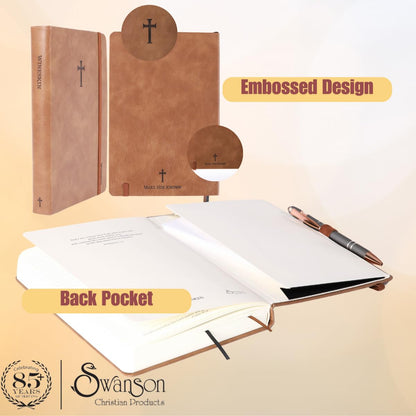 Swanson Christian Products - Brown Wineskin Leather - Hardbound Cover Journal - 420 Lined Pages - 8.3 x 5.8 Inches A5 Size - Daily Inspirational Writing Notebook for School, Business, Office, Travel