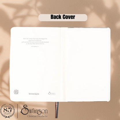 Swanson Christian Products - Grey Wineskin Leather - Hardbound Cover Journal - 420 Lined Pages - 8.3 x 5.8 Inches A5 Size - Daily Inspirational Writing Notebook for School, Business, Office, Travel
