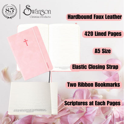 Swanson Christian Products - Rose Wineskin Leather - Hardbound Cover Journal - 420 Lined Pages - 8.3 x 5.8 Inches A5 Size - Daily Inspirational Writing Notebook for School, Business, Office, Travel