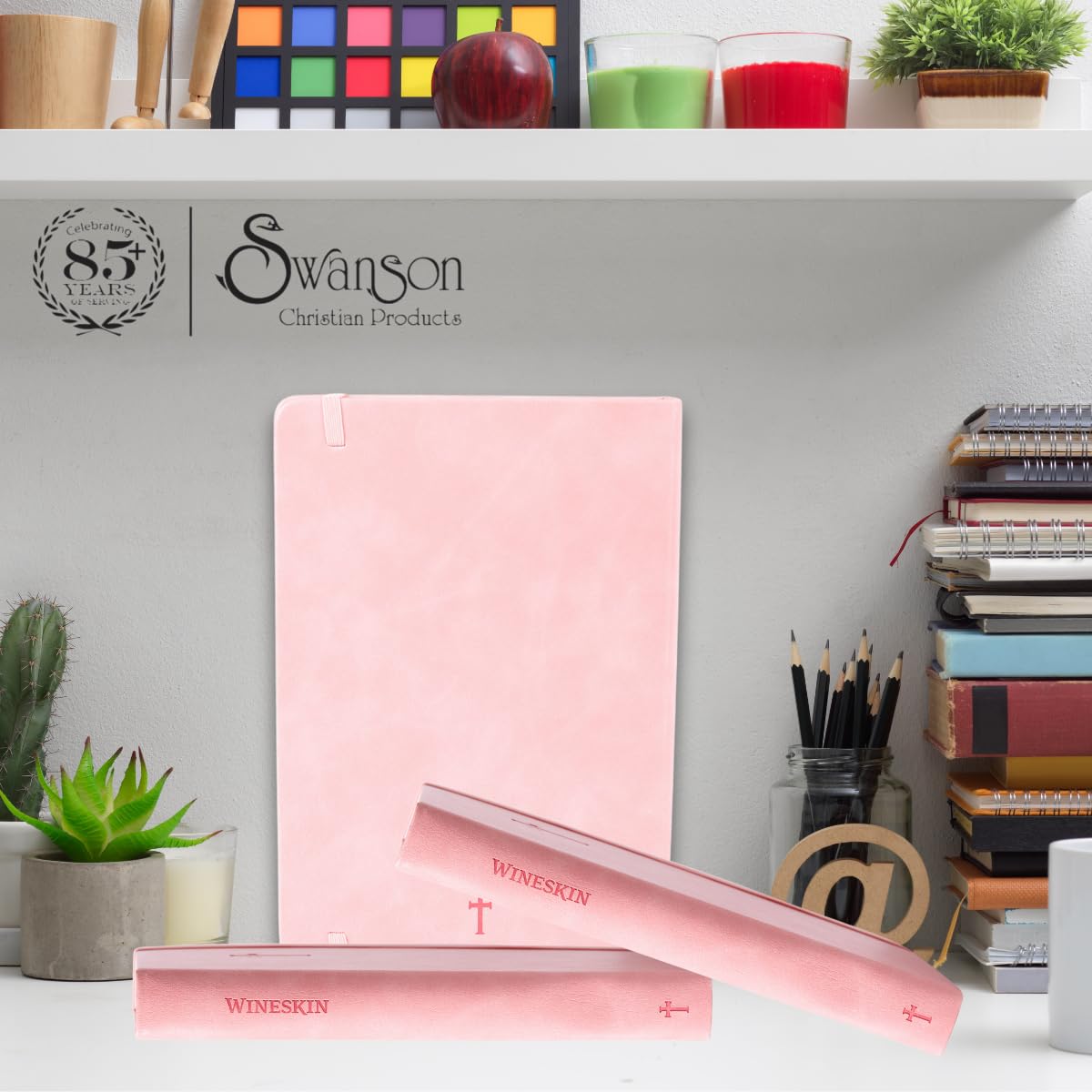 Swanson Christian Products - Rose Wineskin Leather - Hardbound Cover Journal - 420 Lined Pages - 8.3 x 5.8 Inches A5 Size - Daily Inspirational Writing Notebook for School, Business, Office, Travel