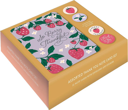 Bella Paper Thanks A Pun Assorted Thank You Note Card Set - Pack of 12-3.5" x 5.25" Printed Textured Art Paper, 3 Punny Designs, Cards with Bible verses inside, Matching Stickers and Envelopes