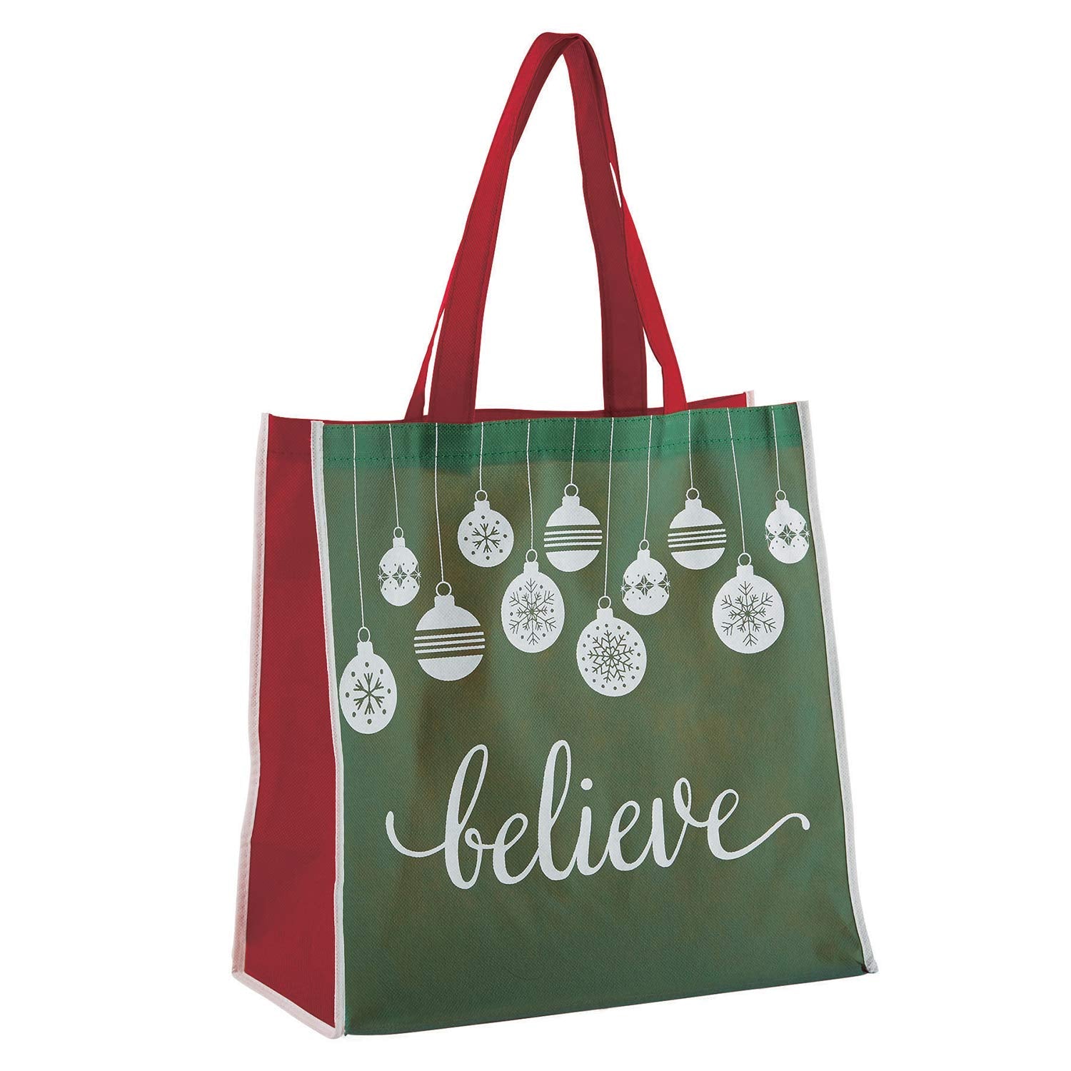 Reusable Handle Tote Gift Grocery Bags Holiday Faith Believe Set of 3