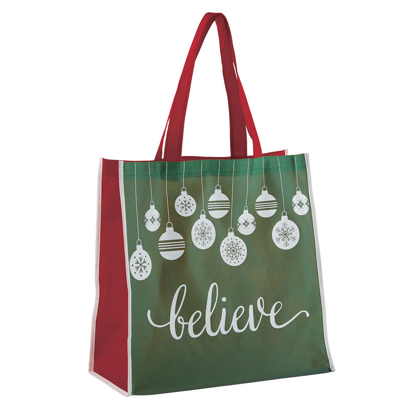 Reusable Handle Tote Gift Grocery Bags Holiday Faith Believe Set of 3