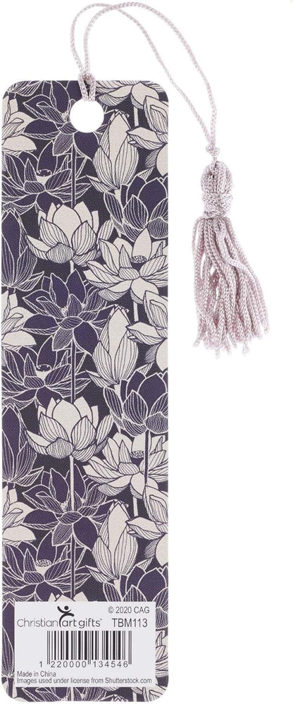 Christian Art Gifts Scripture Bookmark | Trust in The Lord – Proverbs 3:5-6 Bible Verse | Inspirational Grey Floral Bookmark for Women w/Tassel