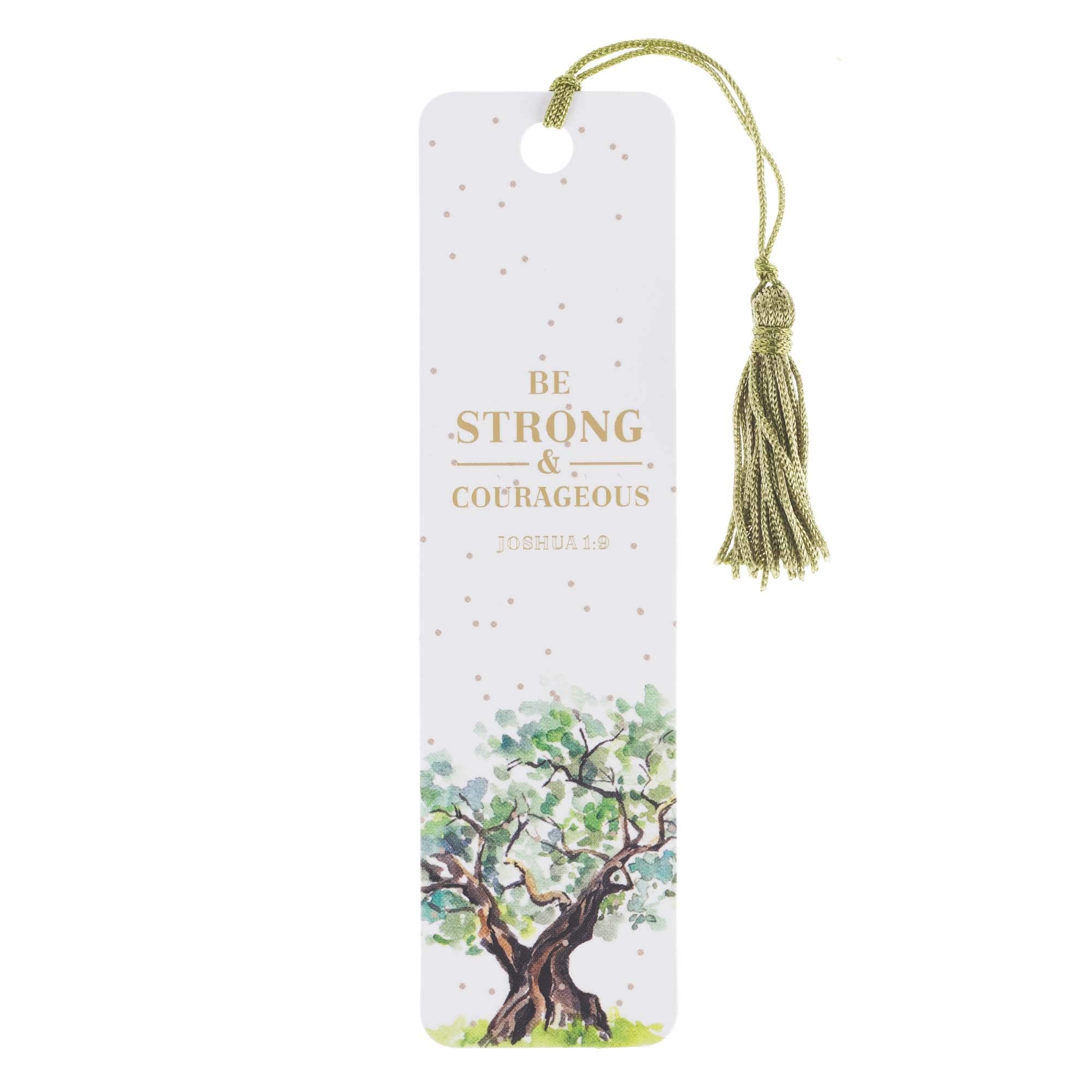 Scripture Bookmark | Be Strong and Courageous - Joshua 1:9 | Inspirational Watercolor Bookmark for Men and Women w/Tassel