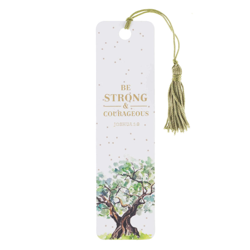 Scripture Bookmark | Be Strong and Courageous - Joshua 1:9 | Inspirational Watercolor Bookmark for Men and Women w/Tassel