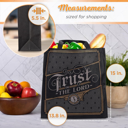 Christian Art Gifts Large Reusable Shopping Tote Bags for Women & Men, Inspirational Scripture, Sturdy Handles, Multicolor