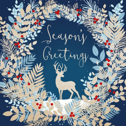 Stag & Wreath - Pack of five Charity Christmas cards (137 x 137mm) and envelopes.