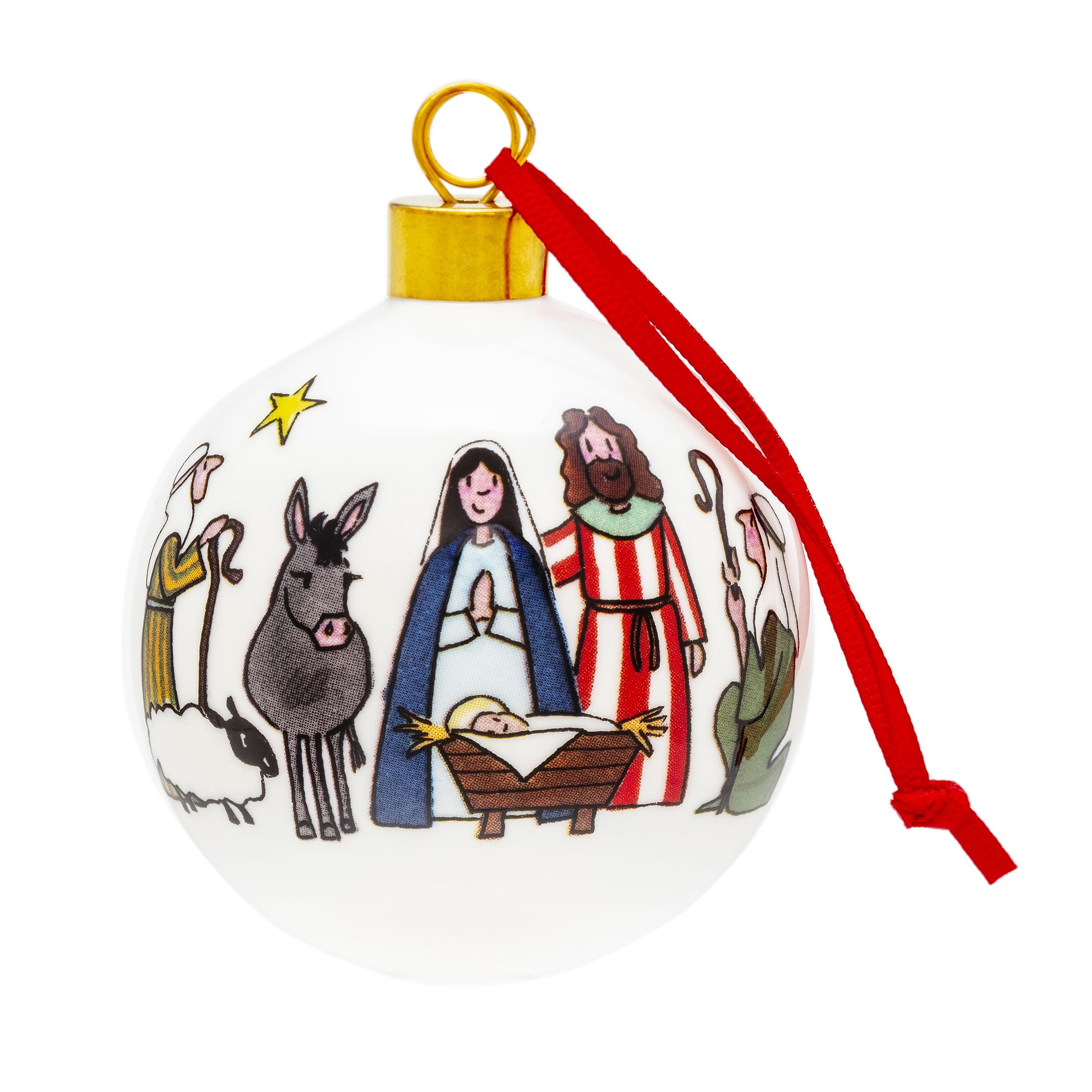 Alison Gardiner Fine Bone China 6 Centimetre Christmas Tree Bauble (Nativity