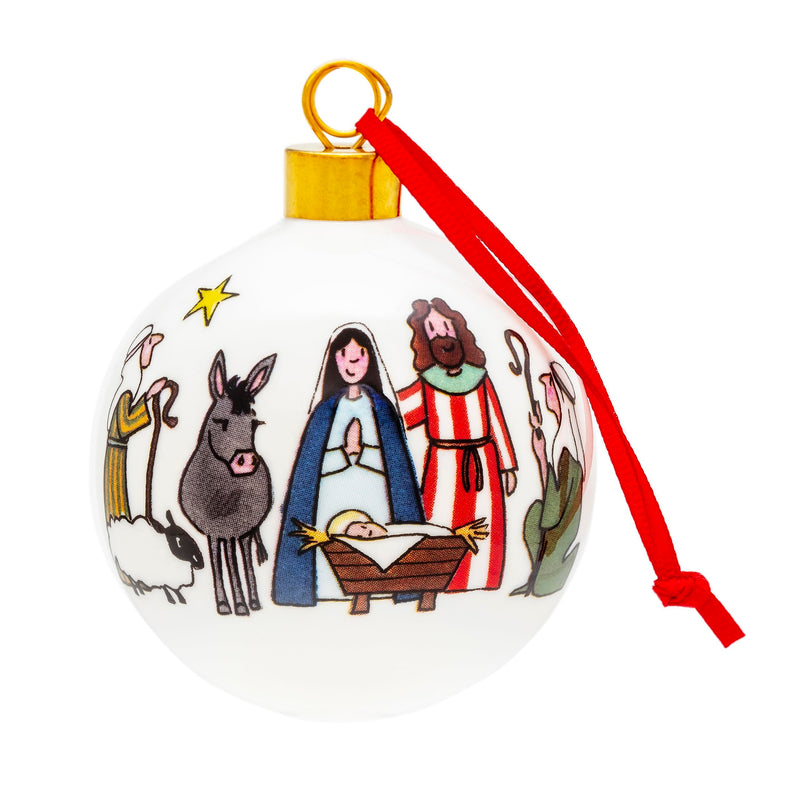 Alison Gardiner Fine Bone China 6 Centimetre Christmas Tree Bauble (Nativity