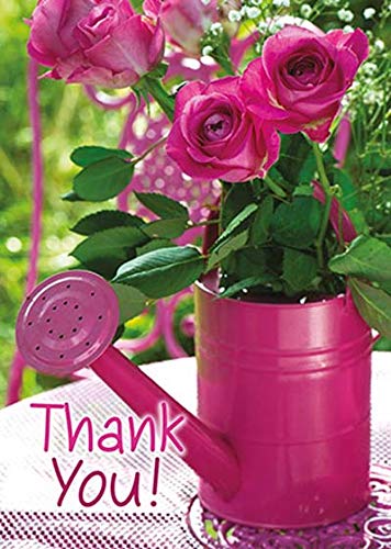 Just Divine Gifts Pack of 4 Small Thank you Cards ~ Religious Catholic/Christian Flowers Watering Can